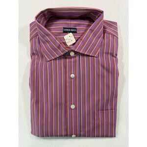 Vintage Gitman Bros Candy Stripe Dress Shirt XL Made USA Deadstock